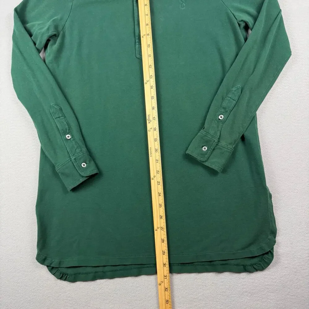 Ralph Lauren Green Pima Cotton Long Sleeve Polo L